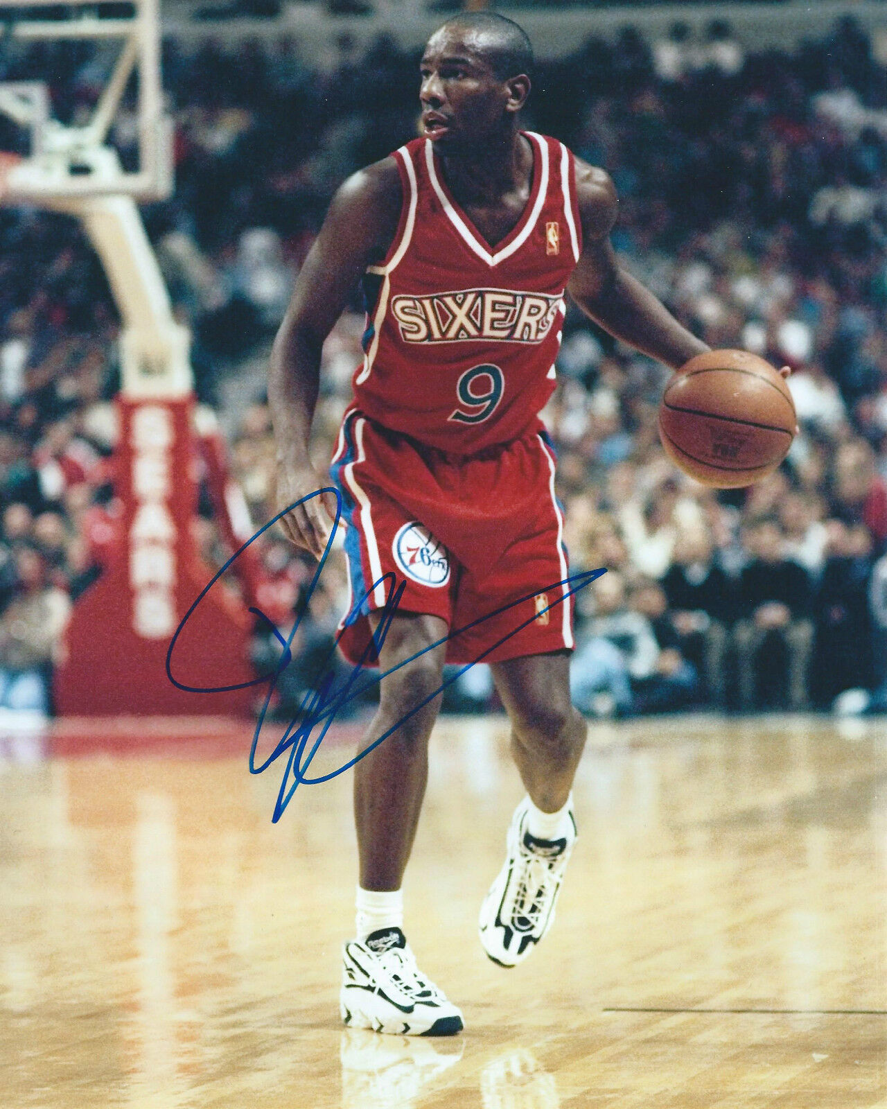 Doug Overton *PHILADELPHIA SIXERS* Signed 8x10 Photo Poster painting COA GFA