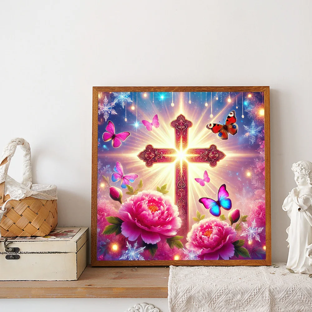 Diamond Painting - Full Round Drill - Flower Cross(Canvas|40*40cm)