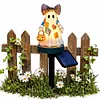 Resin Lighted Vintage Patchwork Ghost with Floral Bow and Pumpkin Lights LED Lighted Patchwork Ghost Decor Halloween Patchworks Ghosts Lamp for Mantel Shelf Entryway Porch
