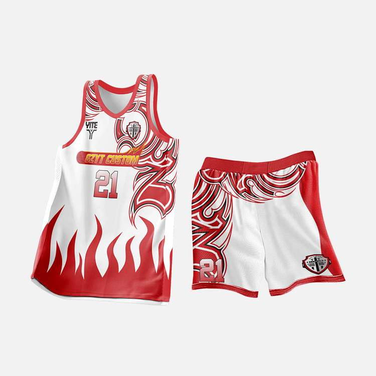 YITE | XL25-012- White And Red Basketball Uniforms