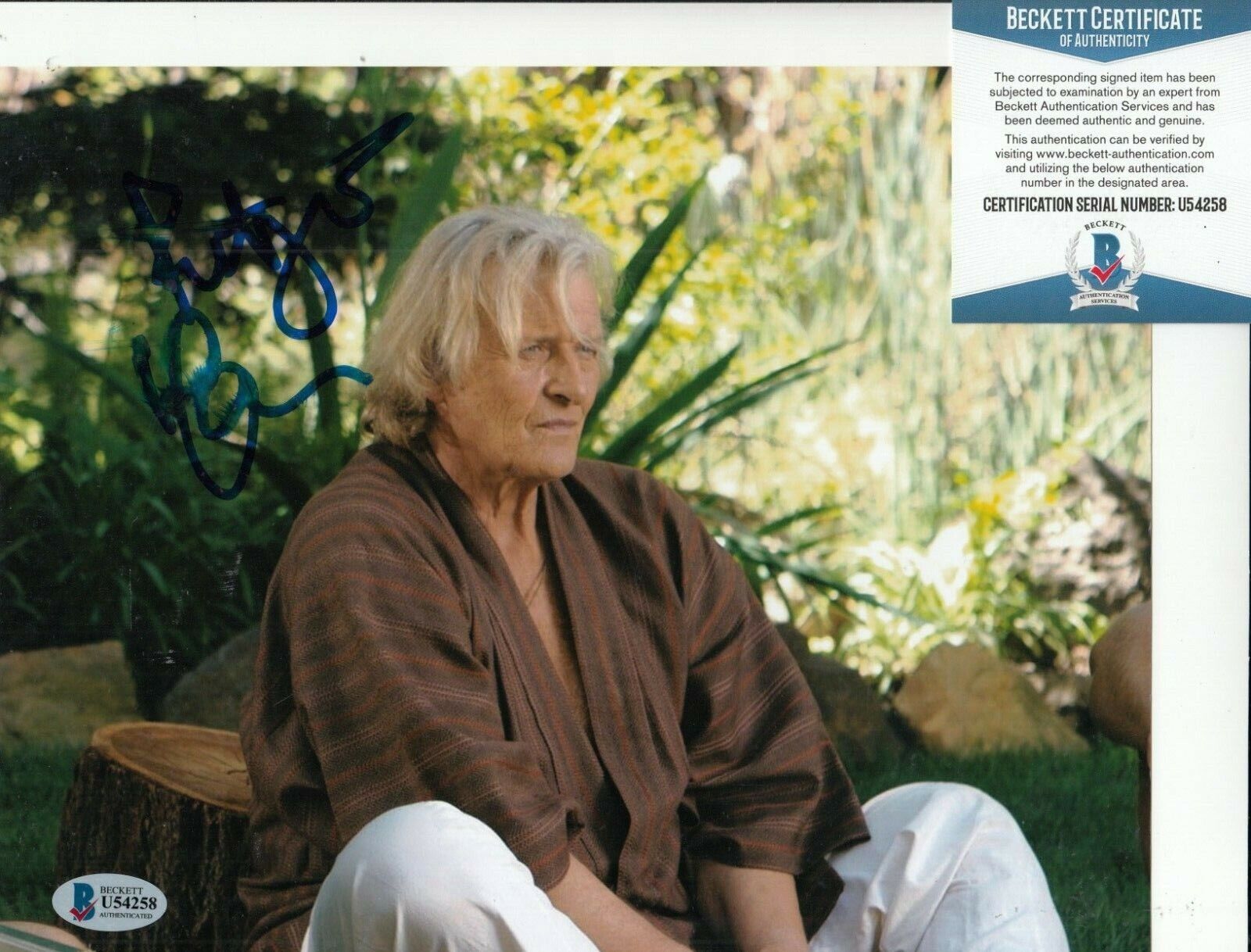 RUTGER HAUER signed (HAPPINESS RUNS) Movie 8X10 *PROOF* Photo Poster painting BECKETT BAS U54259