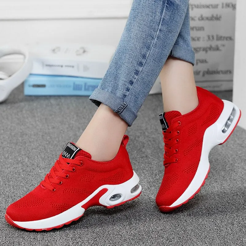 Fashion Shoes Women Breathable Casual Shoes Outdoor Light Weight Mesh Shoes Casual Walking Platform Ladies Sneakers Black