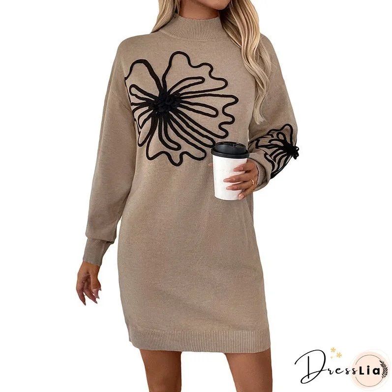 Women's Fashion Cool Flower Pattern Woolen Sweaters