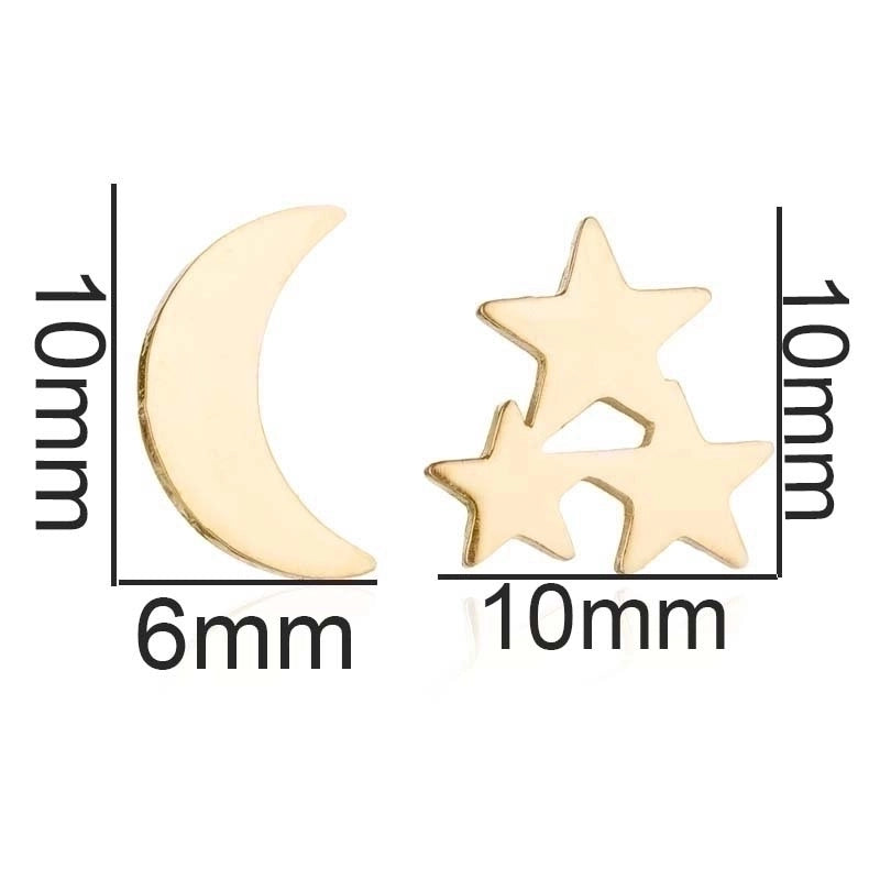 1 Pair Fashion Star Moon Tree Plating Hollow Out 304 Stainless Steel 18K Gold Plated Ear Studs