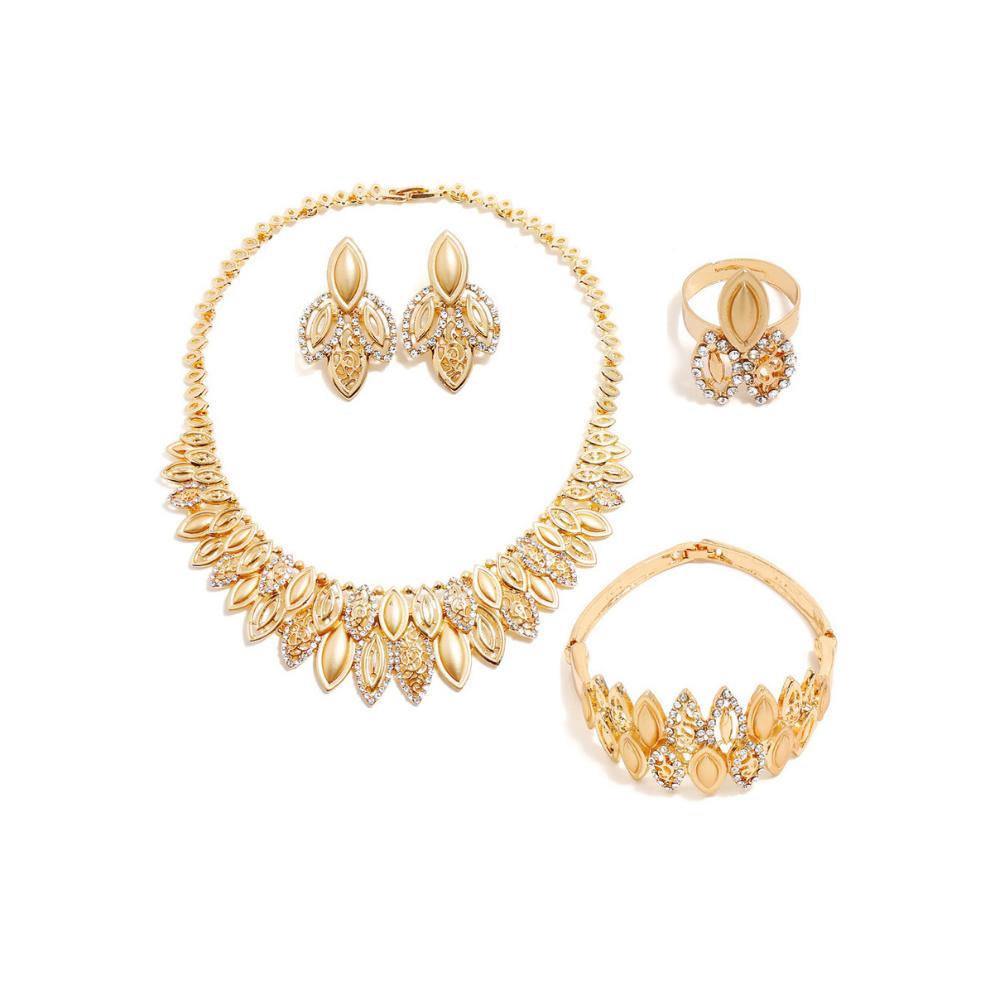 Rhinestone Alloy Ring Bracelet Earring Necklace Four Piece Set | Oxredo Shop Ramadan Sale