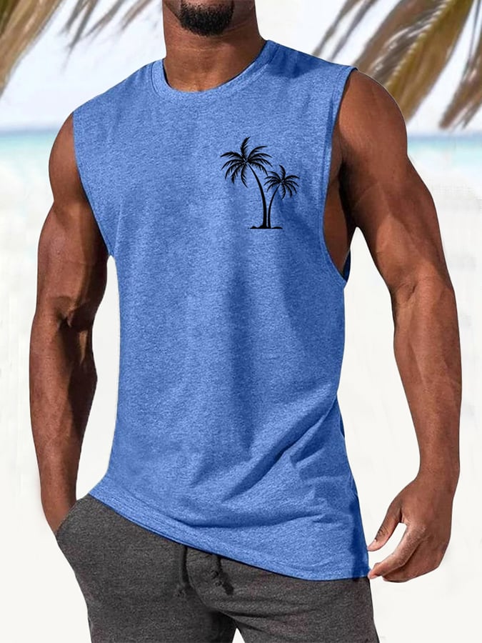 Men's Palm Tree Hawaii Vacation Casual Tank Top
