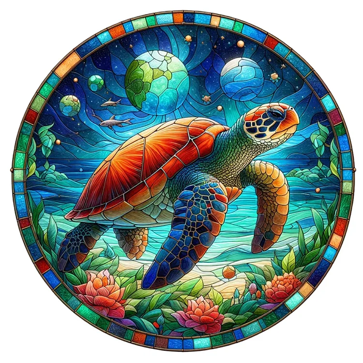 Glass Style Turtle 30*30CM (Canvas) Full Round Drill Diamond Painting gbfke