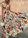 Floral Printed Strapless Condole Belt Maxi Dress