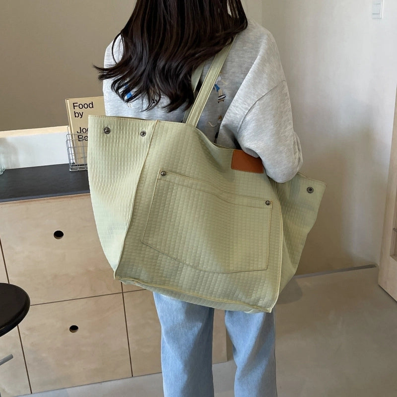 Leopard Print Canvas Tote Large Capacity Bag For Women New Trendy Fashion Original Design Portable Commuter Bag Shoulder