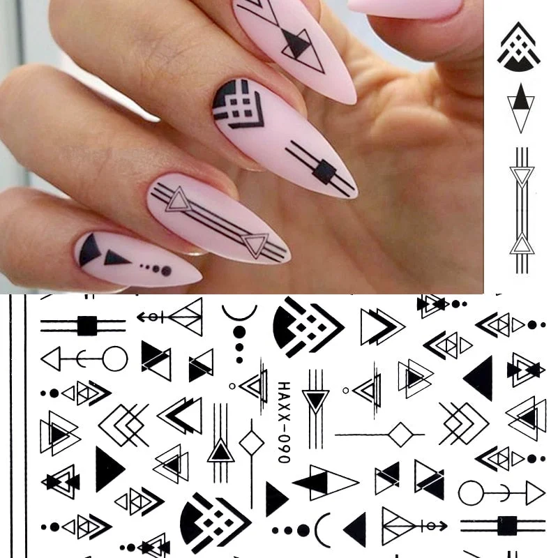 1PC 3D Nail Stickers Geometric Butterfly Colorful Mix Pattern Adhesive Stickers Summer Theme DIY Nails Decals Decoration