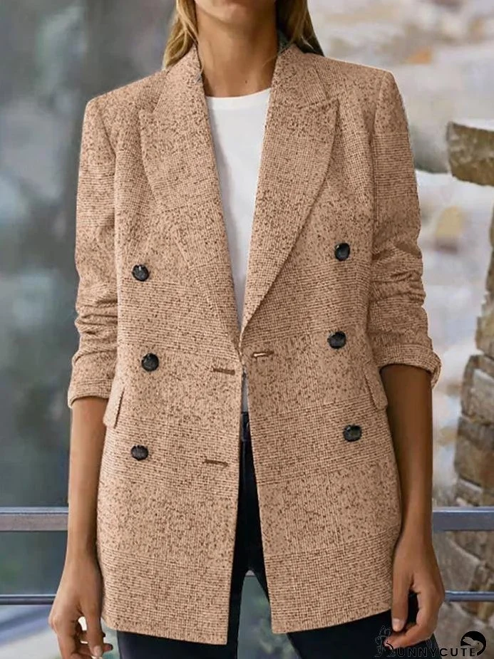 Blazers Lapel Double-Breasted Long Sleeve Blazer for Women