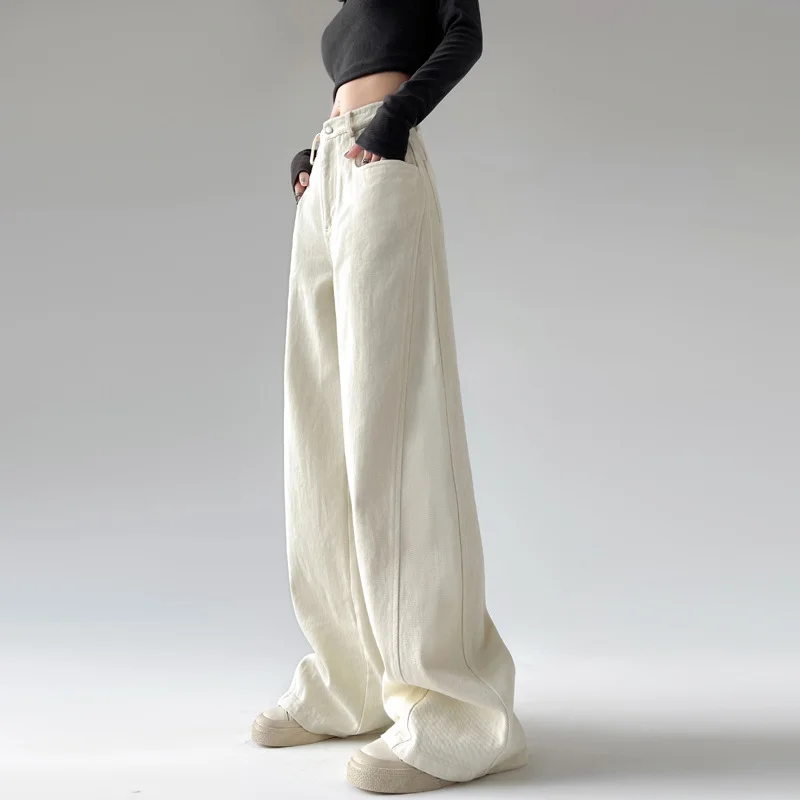 Zingj Zingj Wide Leg Jeans Female Spring And Autumn High Street Banana Pants Retro High Waist Straight Tube Loose Sense Drag The Floor Pants