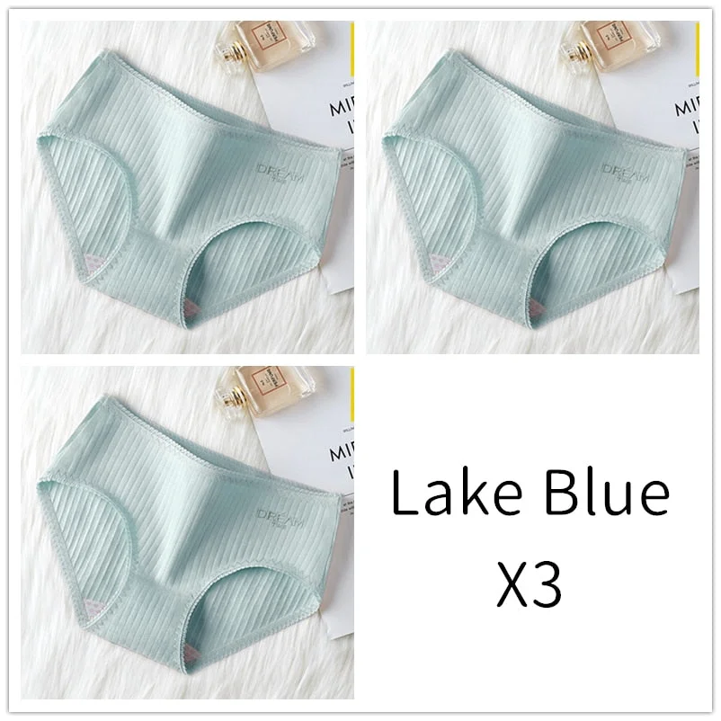3Pcs Women Panties Lace Cotton Underwear Girls Mid Waist Briefs Lady Cute Sexy Lingerie Intimates Breathable Underpants Female