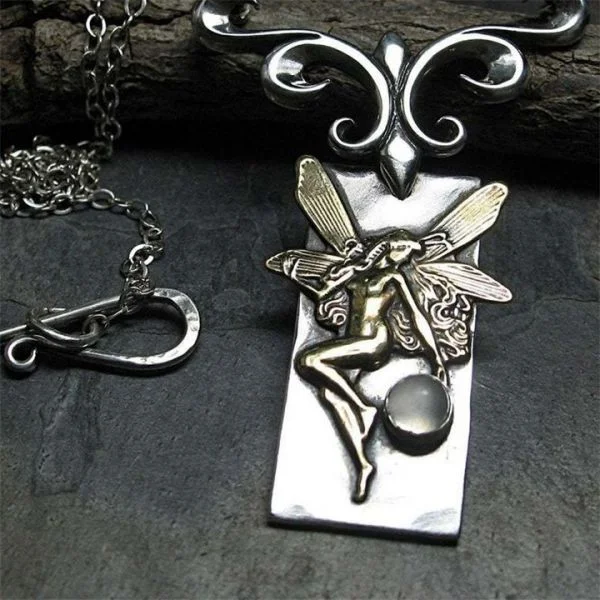 Sterling Silver Vintage Guardian Angel Necklace