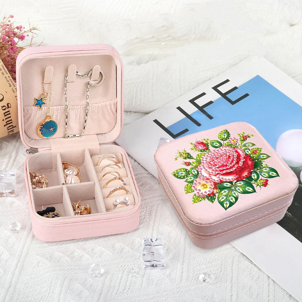 5D DIY Rose Special Shape Diamond Painting Jewelry Box for Art Crafts