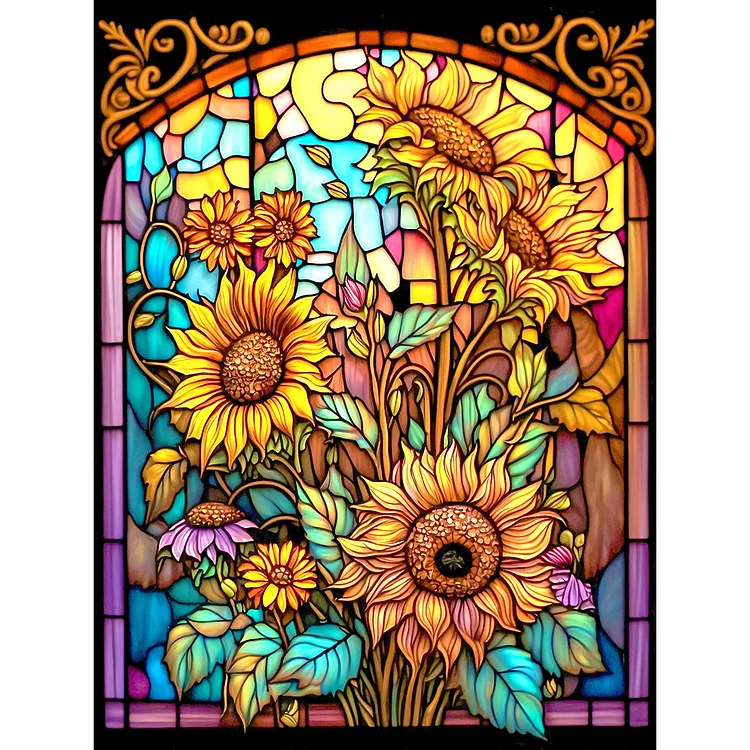 Stained Glass Sunflower - Full Round - Diamond Painting (30*40cm)