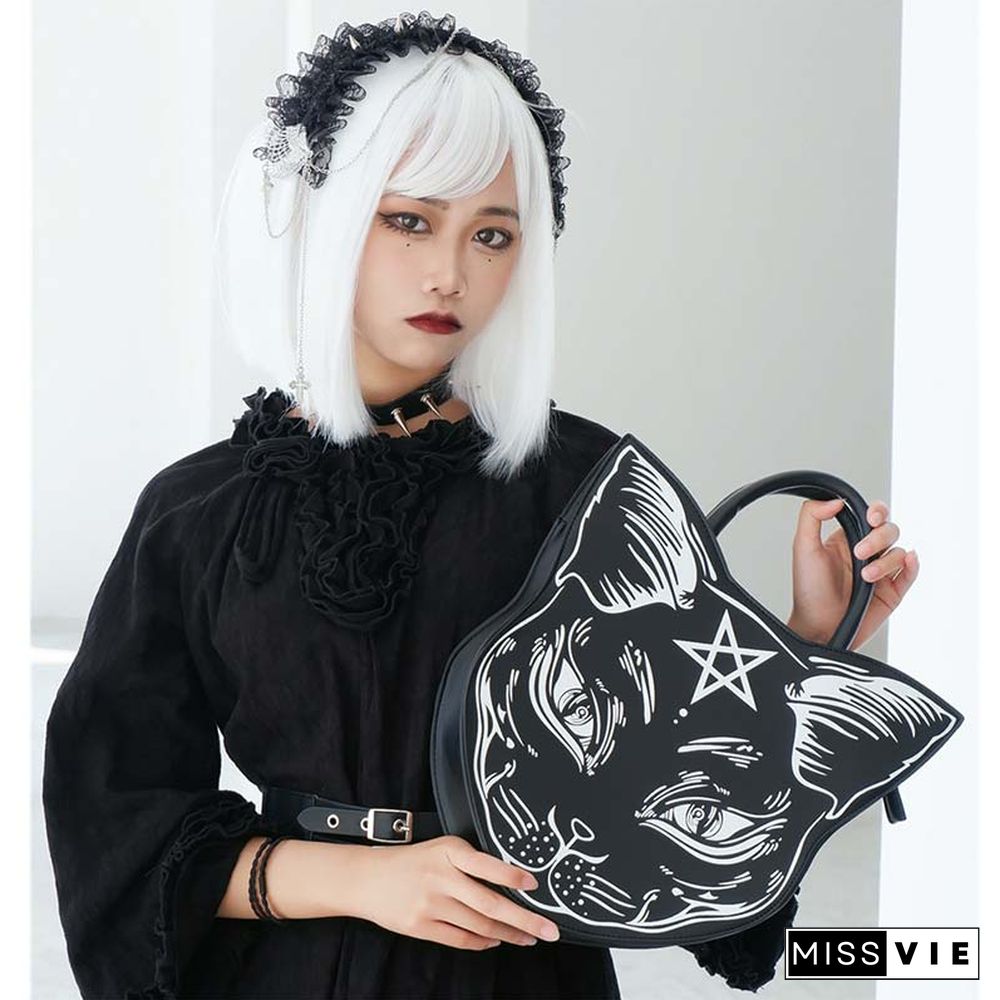 Fashion Punk Cat Print Crossbody Bag