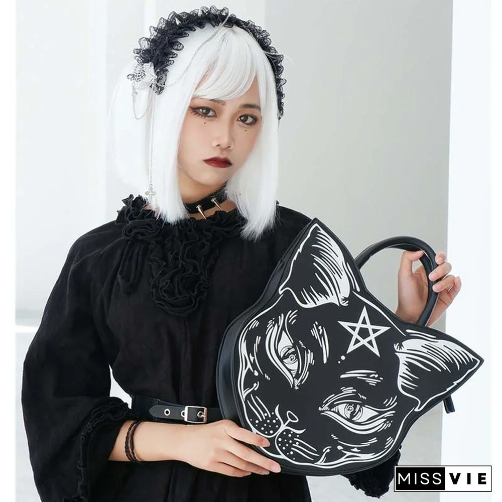 Fashion Punk Cat Print Crossbody Bag