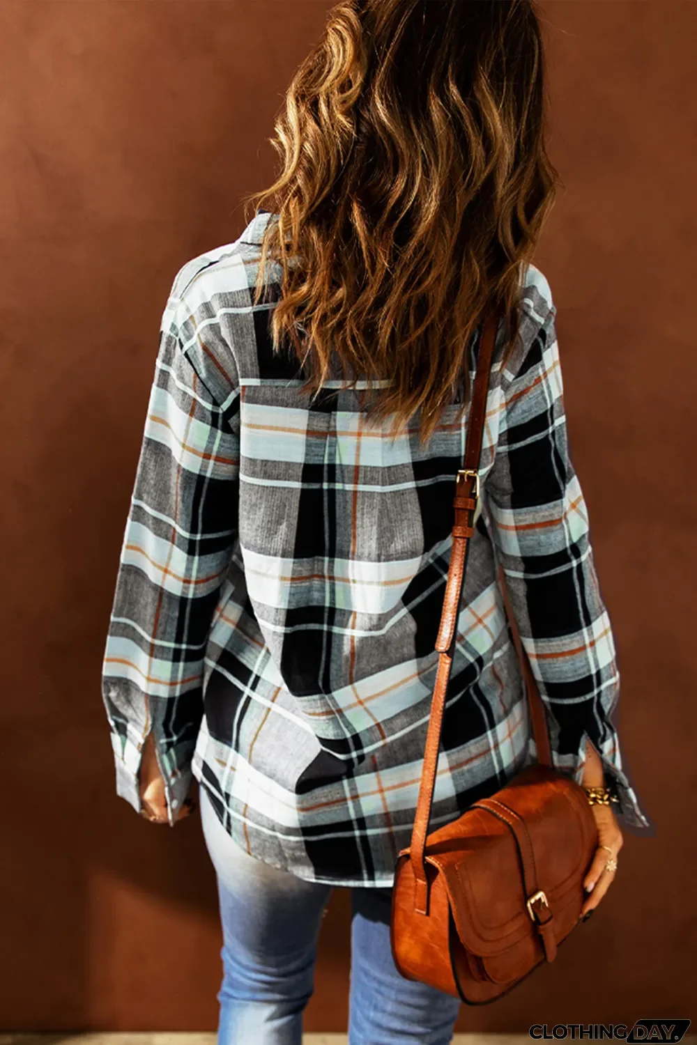 Plaid Print Long Sleeve Button-up Shirt