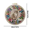 Wreath Cat-DIY Embroidery Kit with Pattern Cotton Threads Needles Hoop 30*30cm