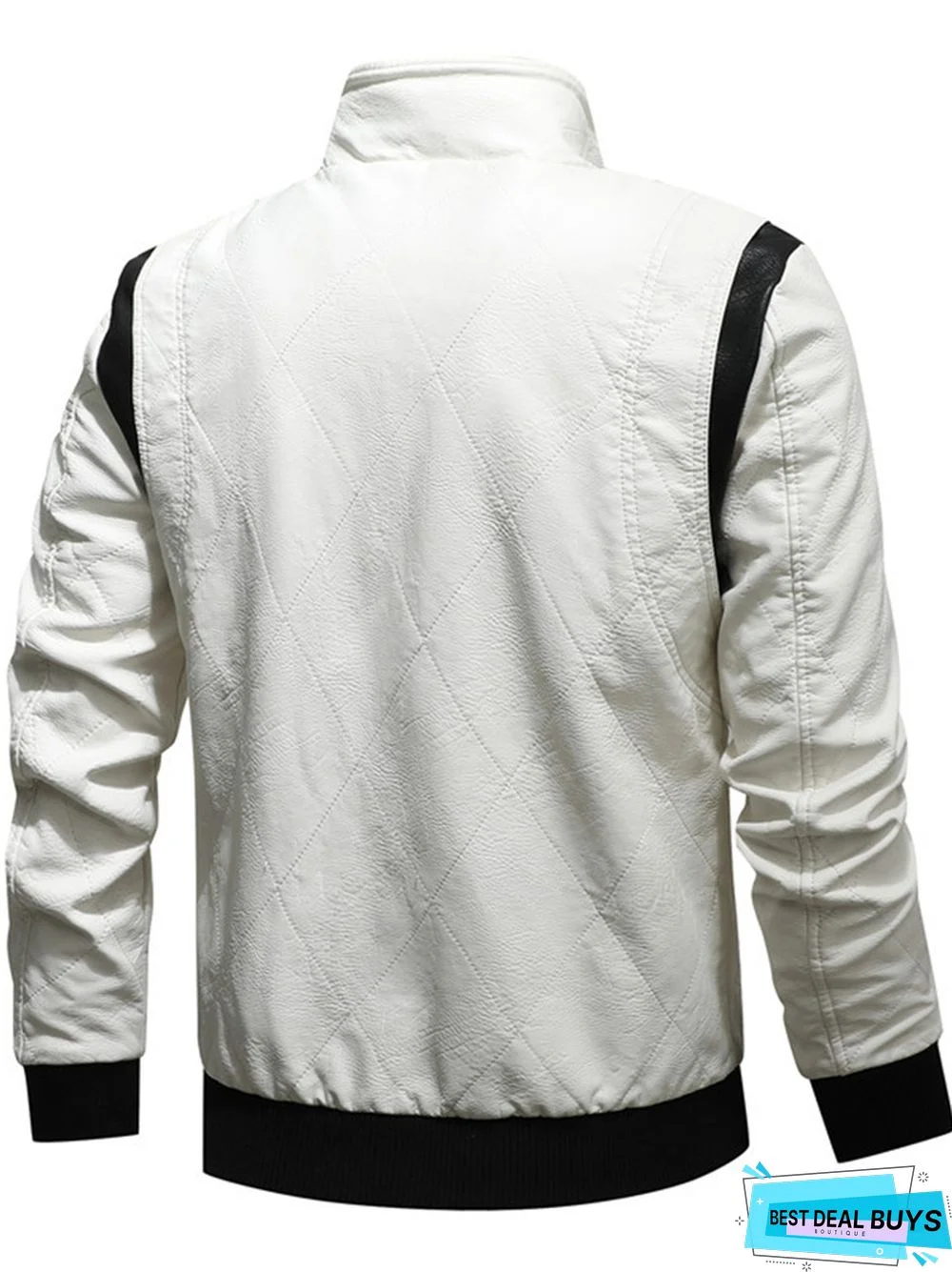 Men's Pu Leather Casual Stand Collar Coat