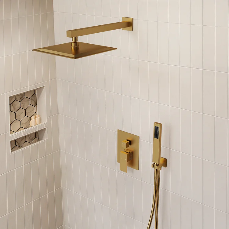 Rainfall Shower System in Brushed Gold M6066GNI-10BL | EVERSTEIN