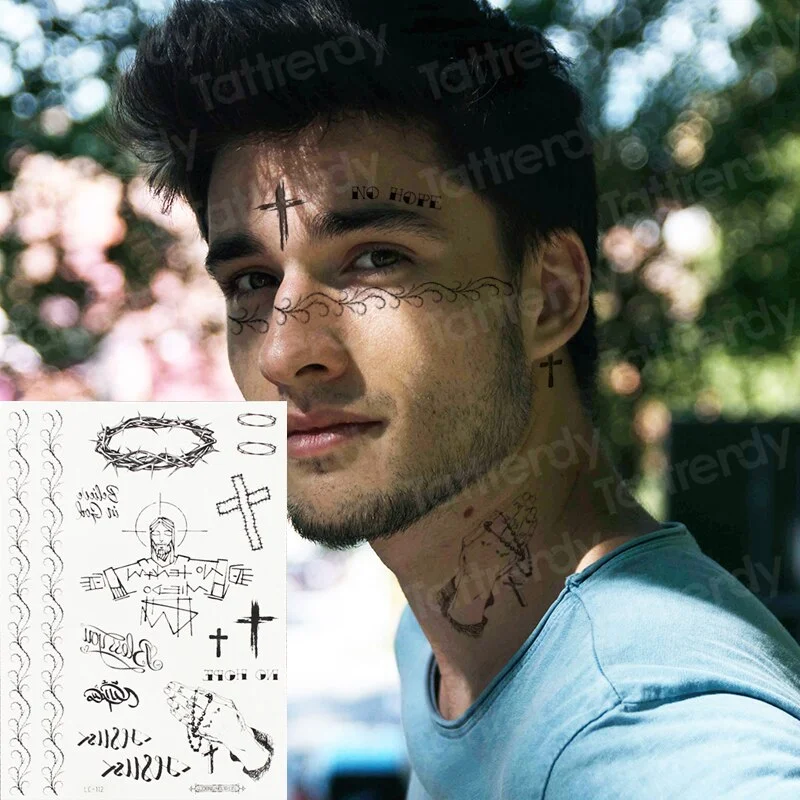 halloween stickers face temporary tattoo sticker for man neck boys tattoo & body art sword tattoo black face tattoo sticker sexy