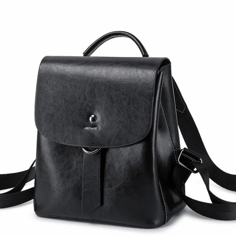 Oil wax leather contrast Backpack Bag