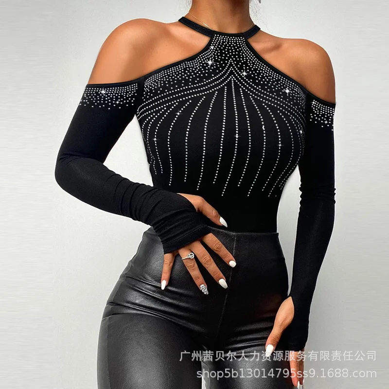 Ueong Series) 2023 New Women's Fashion Off-Shoulder Long Sleeved Top