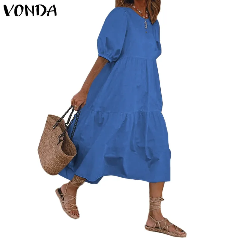 Women's Summer Sundress Elegant Dress Beach Vintage Swing Party Long Dress 2022 VONDA Bohemian Vestidos  Casual Robe