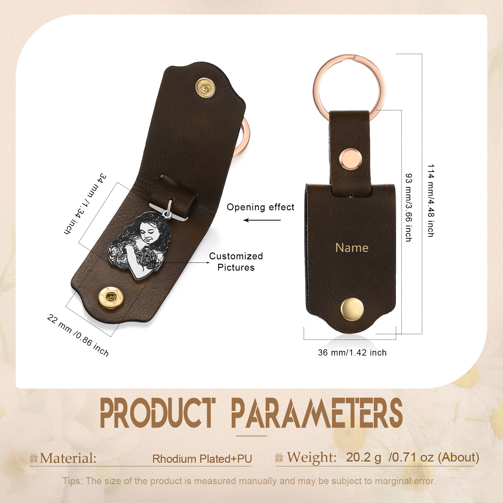 Personalised Photo & Name Keychain Custom Leather Keychain Gifts for Him/Her-Jessemade AU