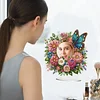 DIY Diamonds Painting Special Shaped Crystal Drill Crafts Mirror Desk Ornament Decor Kit(Flower Butterfly)
