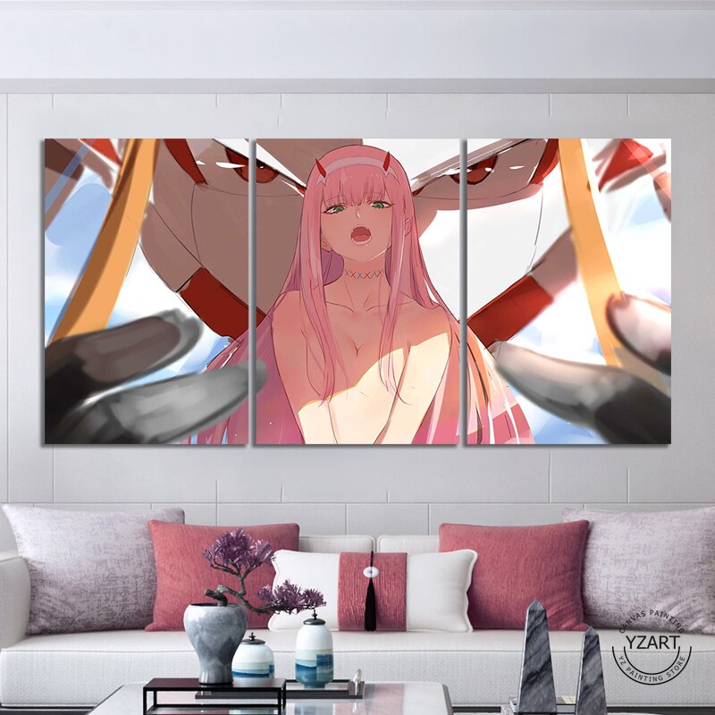 No Frame 5/3 Piece Zero Two Darling In The Fran XX Anime Poster for Home Decor Anime Girl Wall Art Canvas Oil Painting Gift