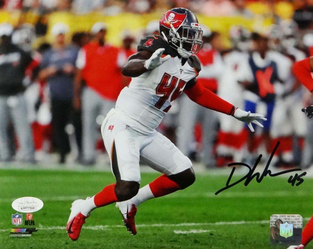 Devin White Autographed Tampa Bay 8x10 PF White Jersey Photo Poster painting- JSA W Auth *Black