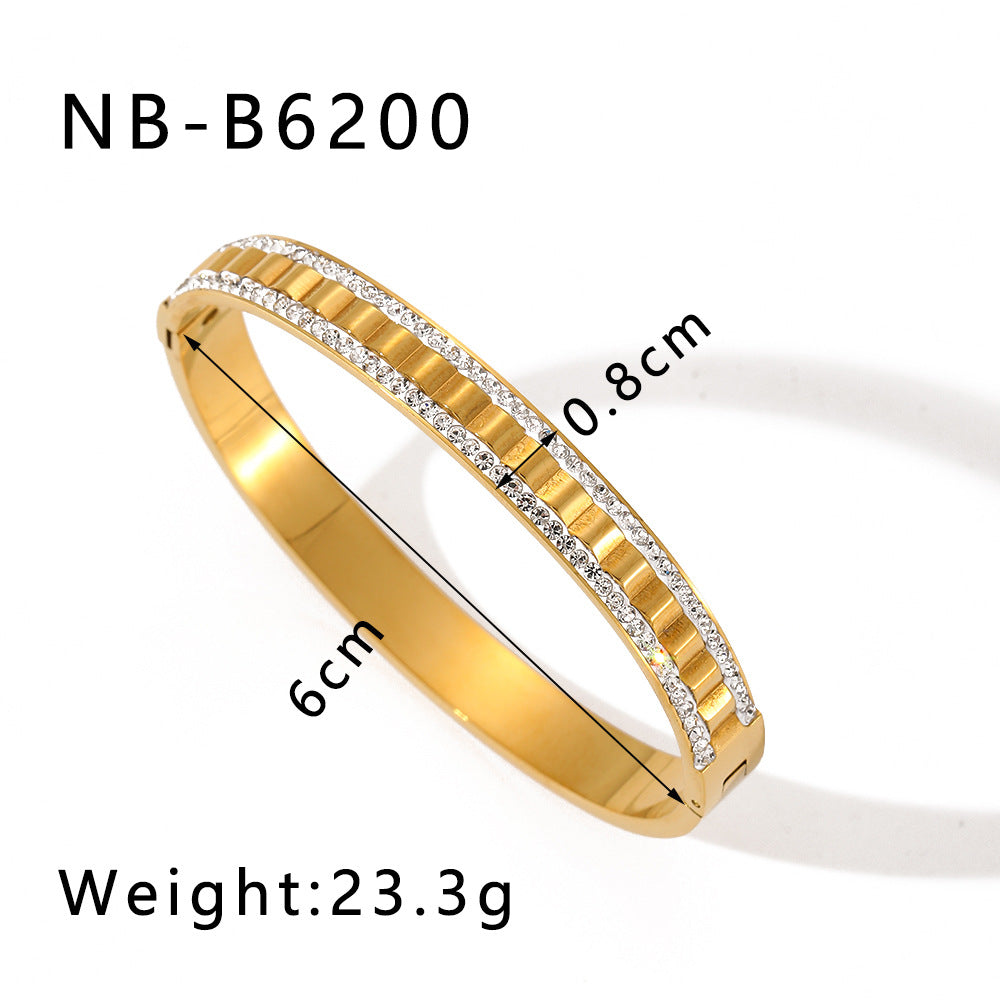 Stone Inlaid Stainless Steel Bracelet For Women Simple Design Bracelet Hand Environmentally Friendly Color Buckle Bracelet