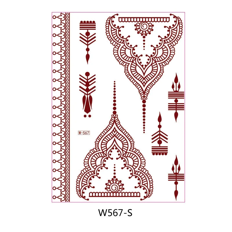 Waterproof Temporary Tattoo Sticker Chest Lace Henna Mandala wedding Flash Tattoos Flower Body Art Arm Fake Tatoo Women Men
