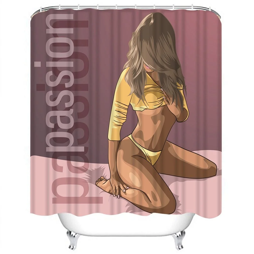 Sexy Girl Shower Curtain Purple Skateboard Shower Curtain Waterproof Fabric For Bathroom Decor Shower Curtains Set With Hooks