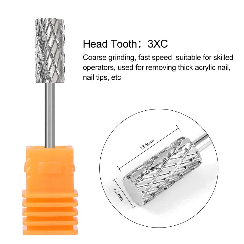 1 Pc Nail Drill Bit Multi-size Silver Manicure Nail Art Tool Electric Manicure Machine Device