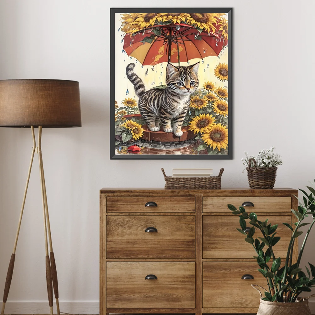 Full Round Diamond Painting 40*50cm - Sunflower And Cat