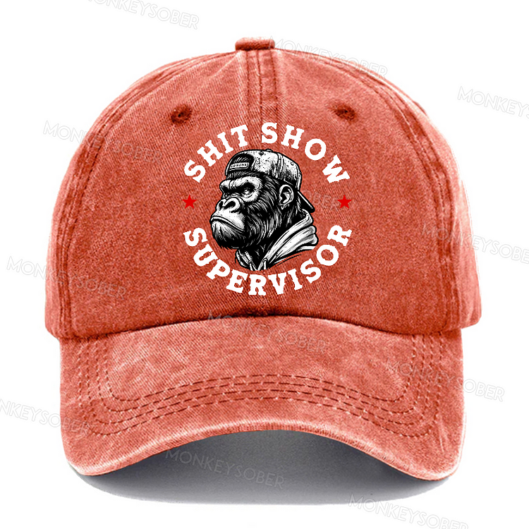Shit Show Supervisor Sarcastic Washed Baseball Caps