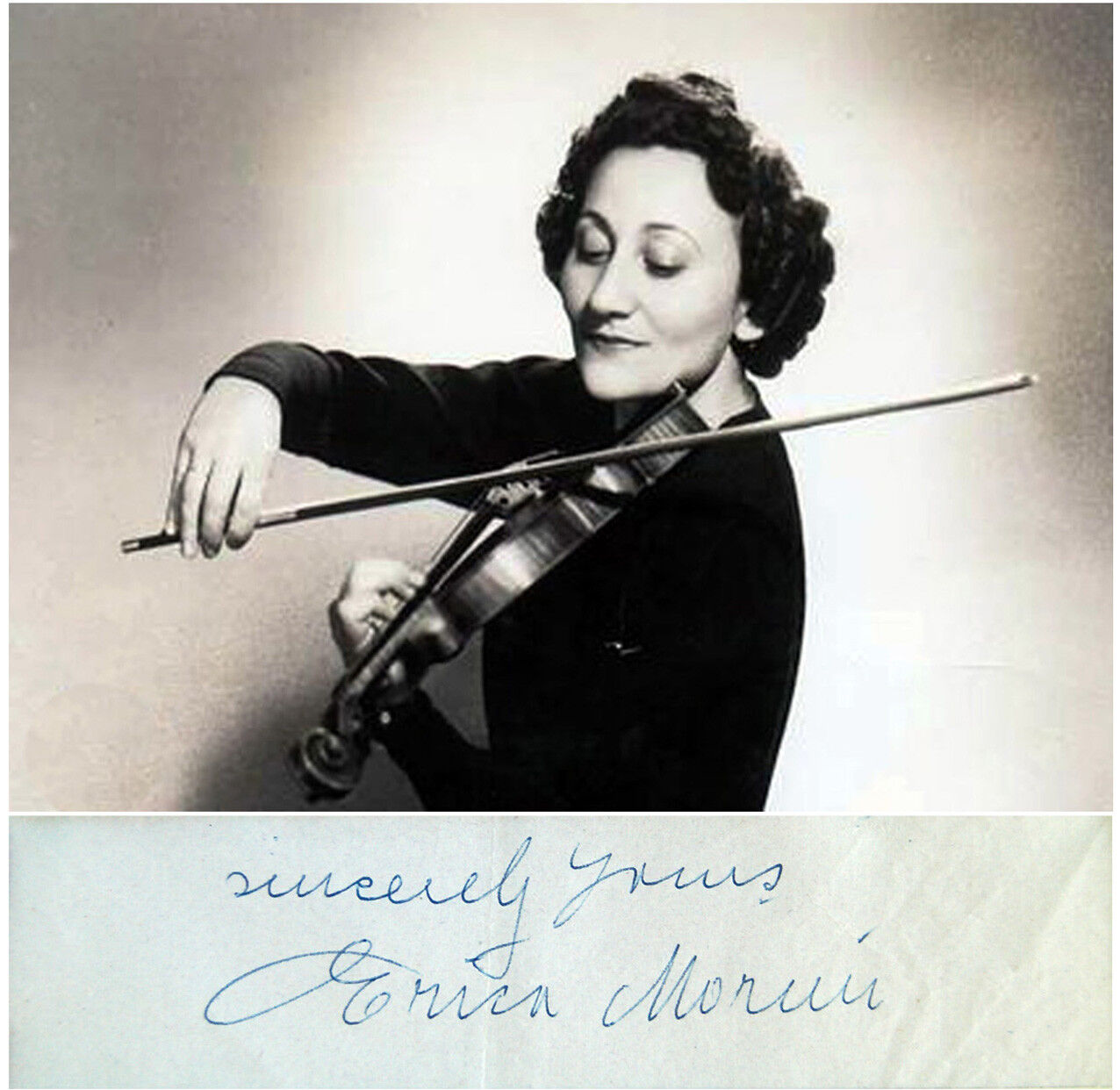 JEWISH Violinist ERICA MORINI Hand SIGNED AUTOGRAPH + Photo Poster painting + DECORATIVE MAT