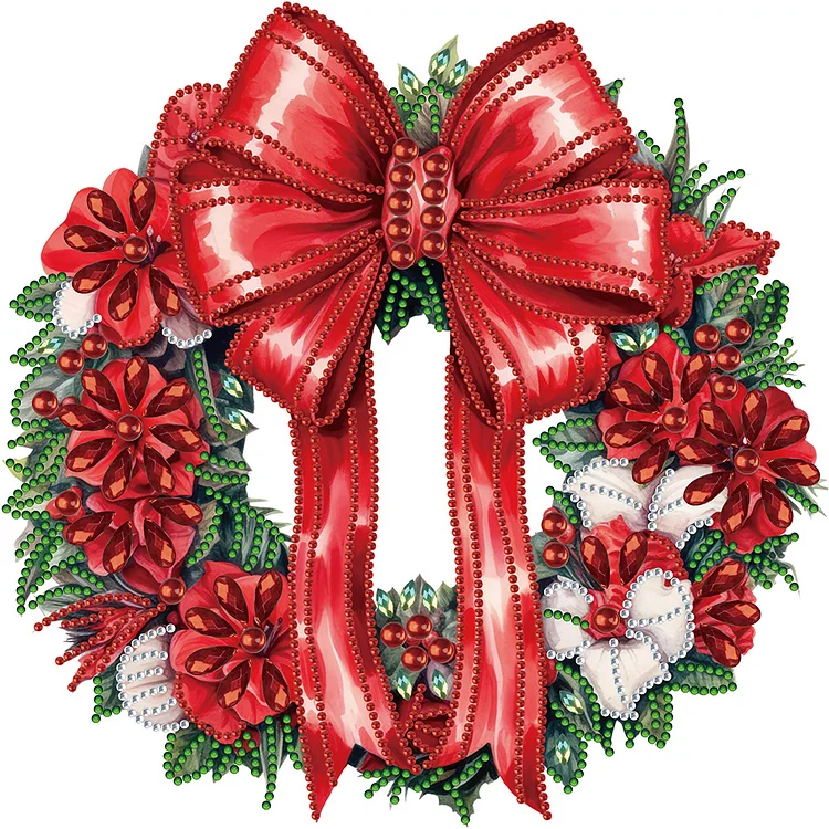 Partial Special-Shaped Diamond Painting - Christmas Wreath 30*30CM