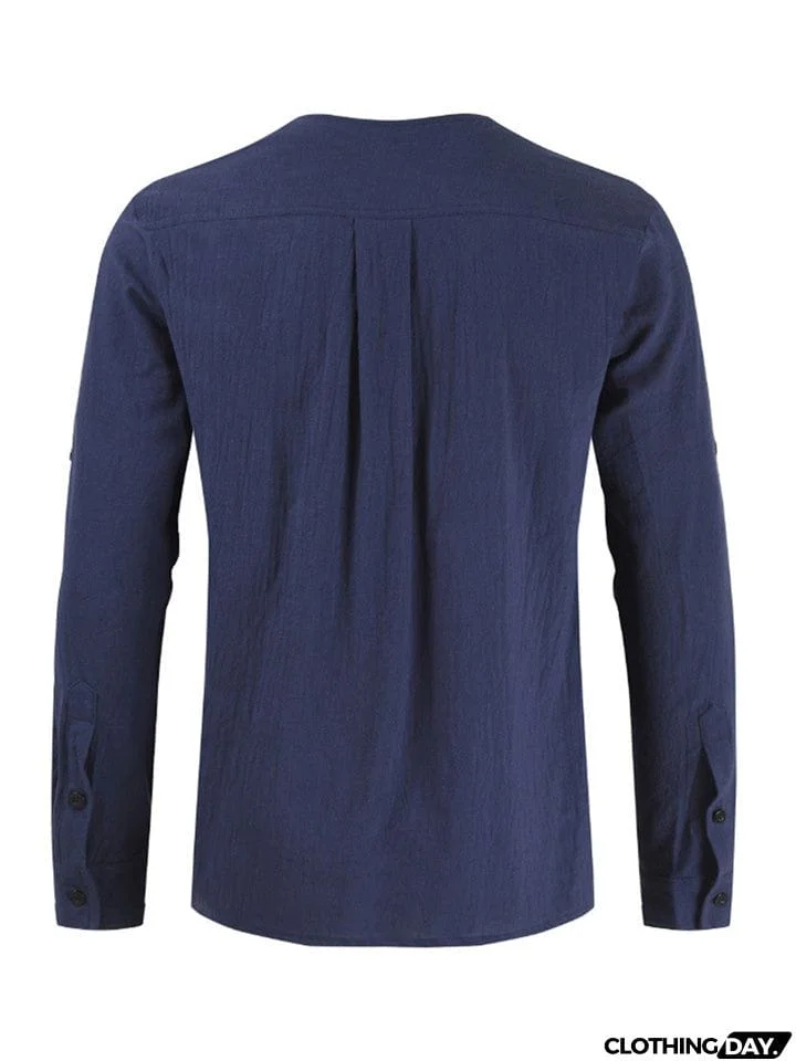 Lace Up Black Long Sleeve Shirt Mens