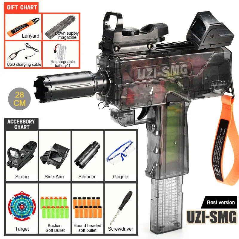 Uzi Electric Submachine Toy Gun Darts Blaster