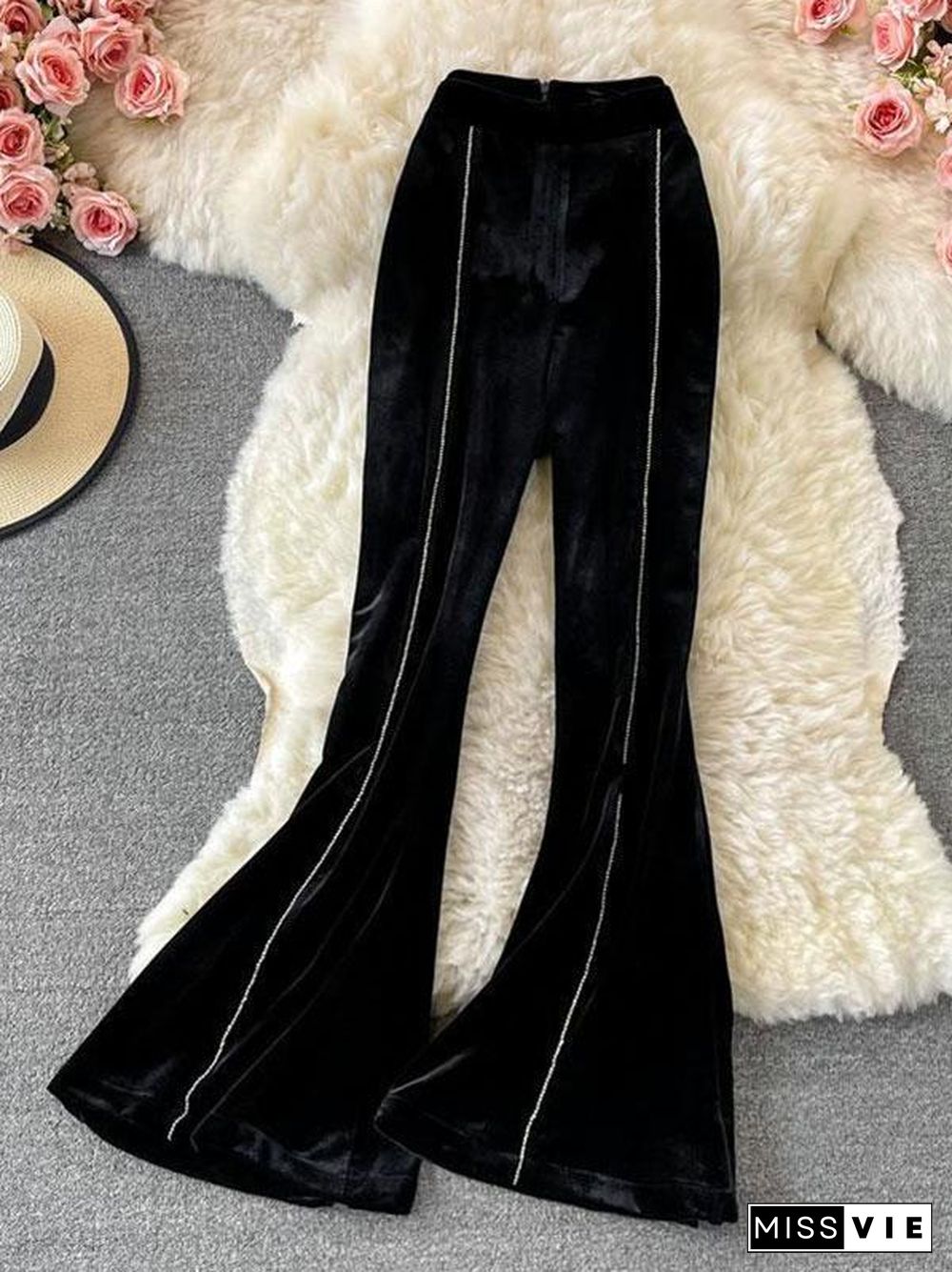 High Waist Slim Flared Pants