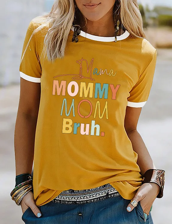 Mama Mommy Mom Bruh Color Block T-Shirt