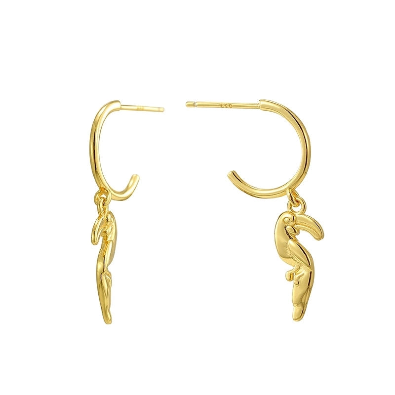 1 Pair 925 Sterling Silver Parrot Drop Earrings