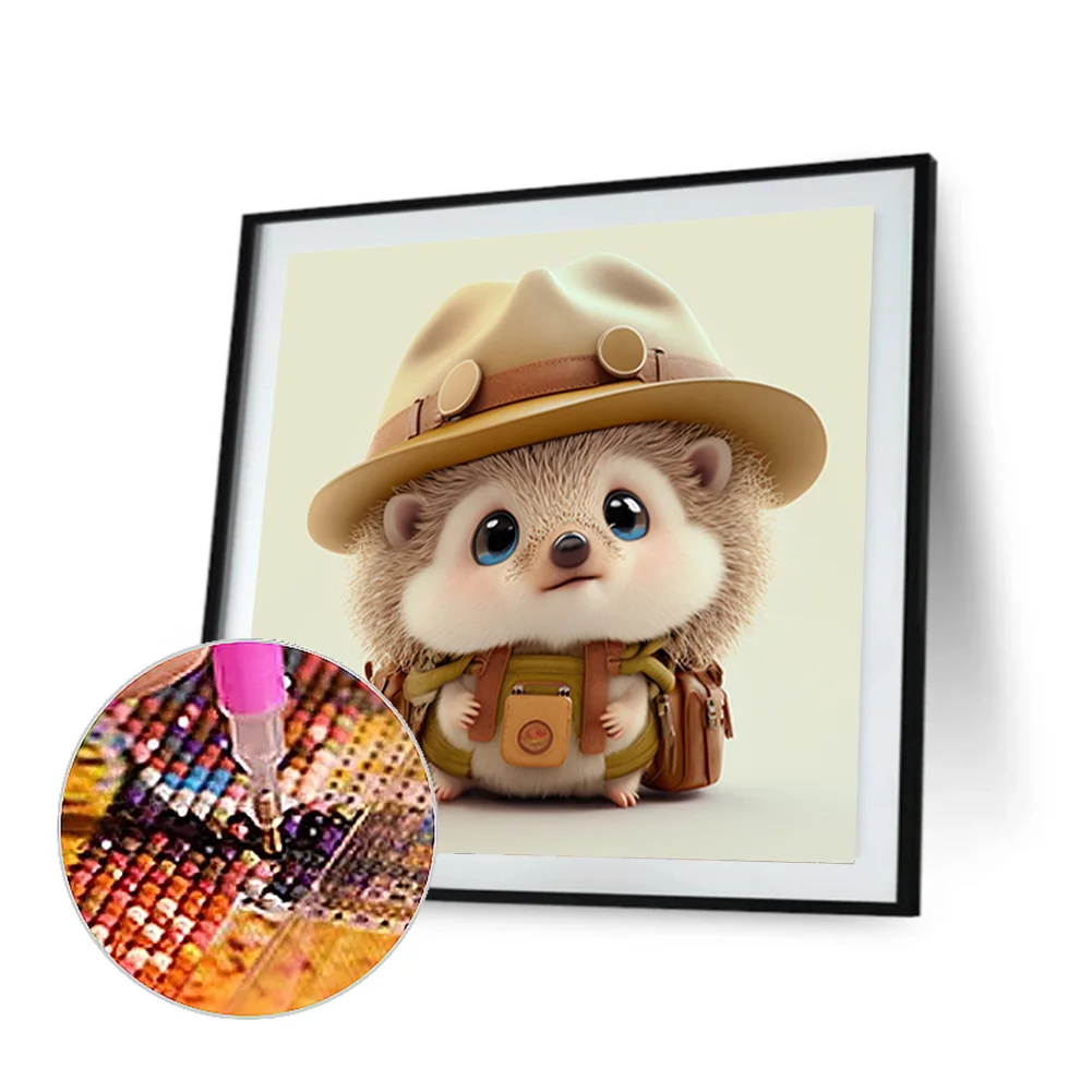 Full Round Diamond Painting 30*30cm - Little Detective Hedgehog