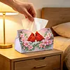 (24cm)Diamond Art Tissue Box DIY PU Napkin Cover for Home(Cardinal and flowers)
