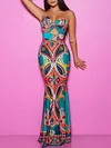 Floral Print Hollow Backless Sexy Bandeau Maxi Dress